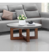 Cooper Coffee Table Round Shaped Top MDF Micro cement Sturdy Legs